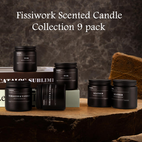 FISSIWORX leather candle blends saddle-shop notes for masculine décor.