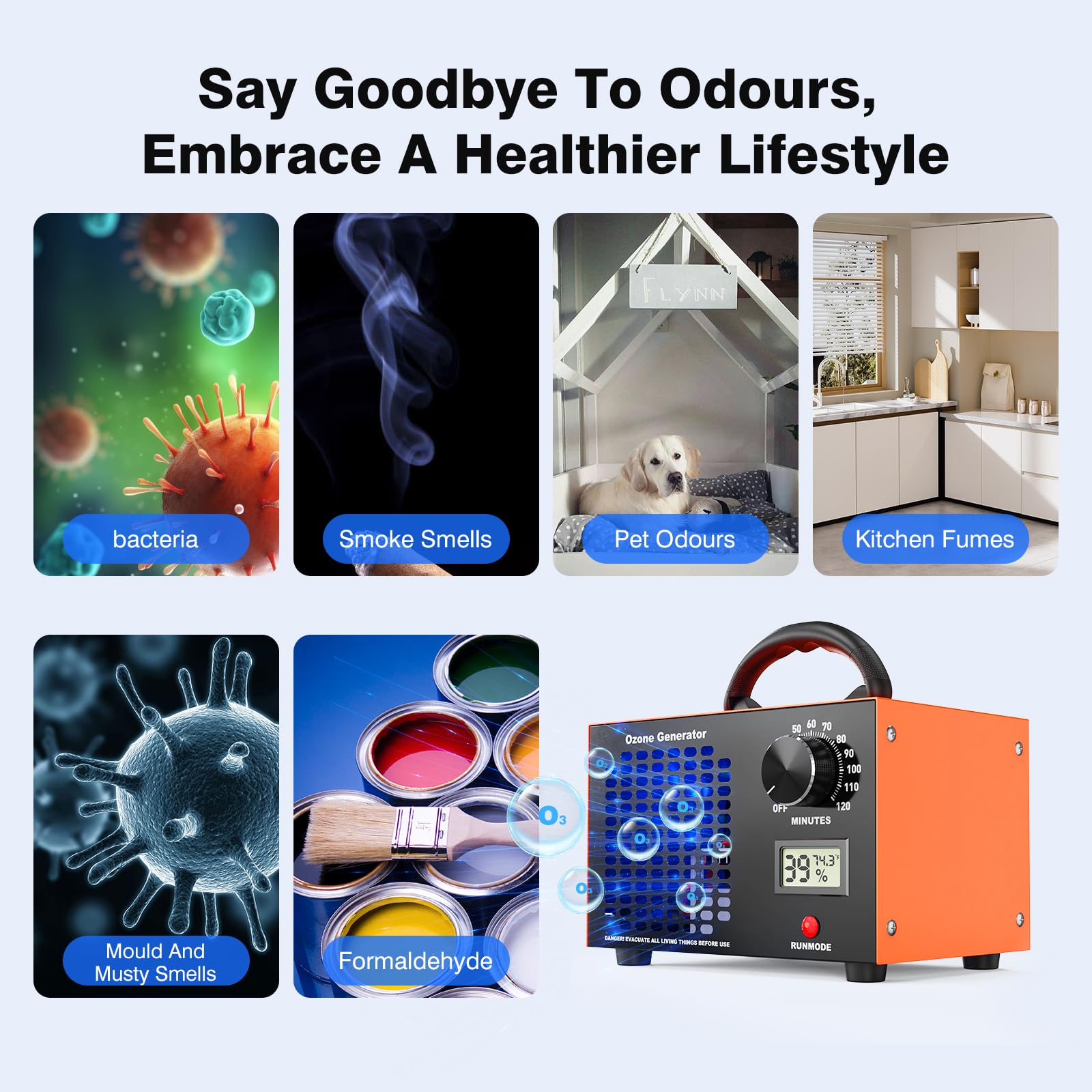 Fitabok ozone generator portable design for versatile spaces.