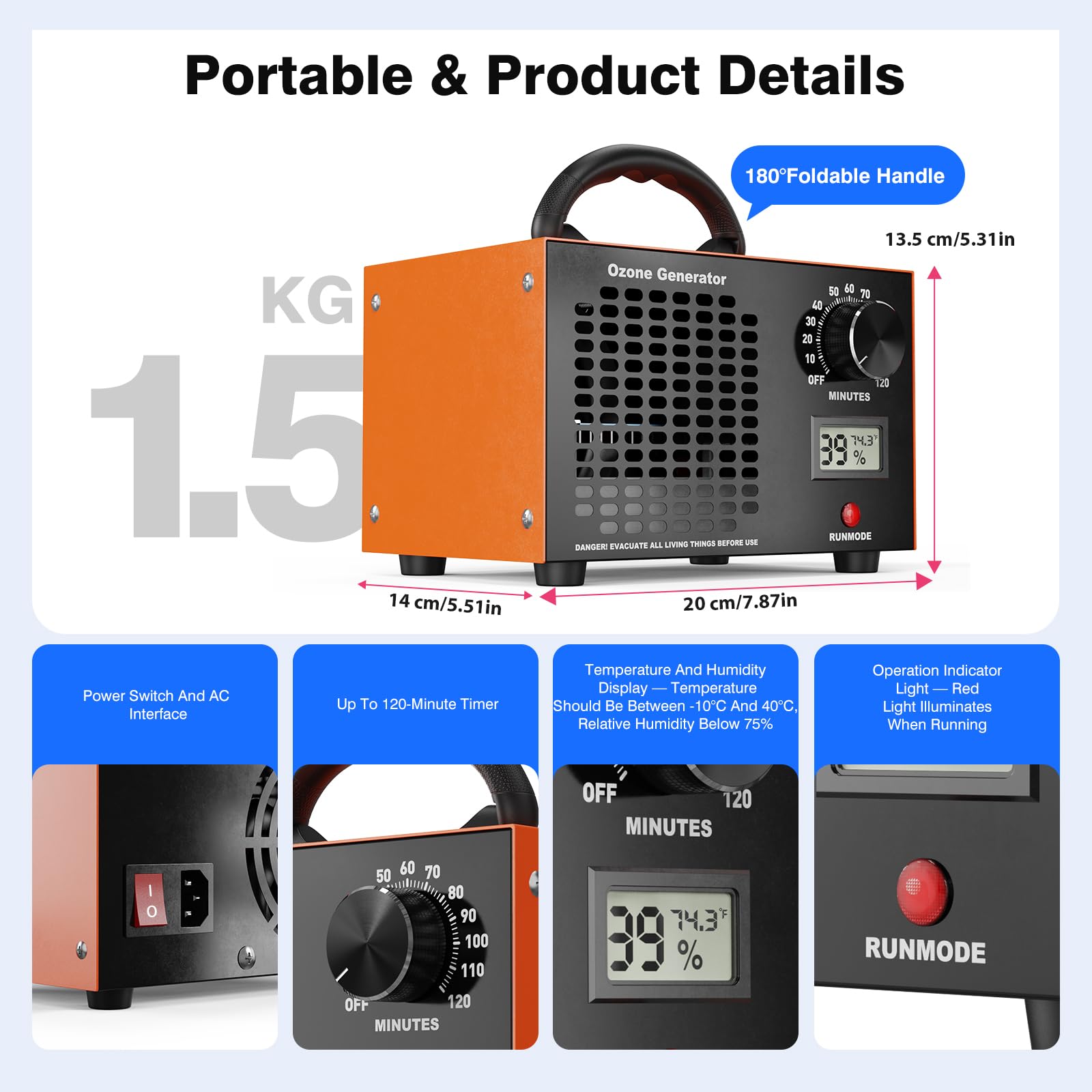 Fitabok ozone generator wide coverage up to 300 m² for large spaces.