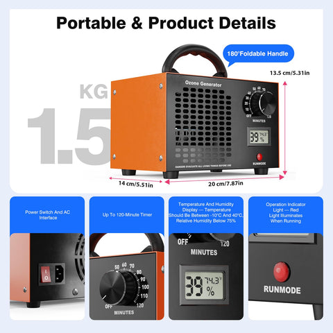 Fitabok ozone generator wide coverage up to 300 m² for large spaces.