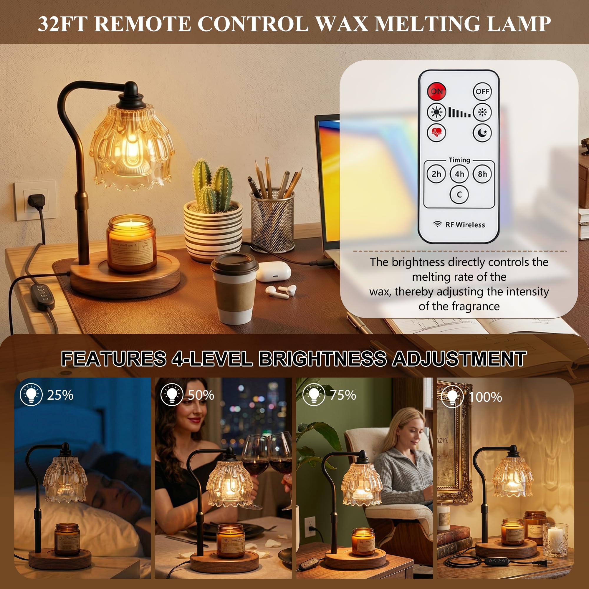 Fitrobust glass shade with floral pattern emitting warm ambient glow