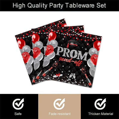 Fitumiw 6.5-inch napkins in red and black for matching table settings.