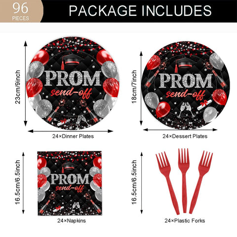 Fitumiw 9-inch congrats plates with bold red accents for celebrations.