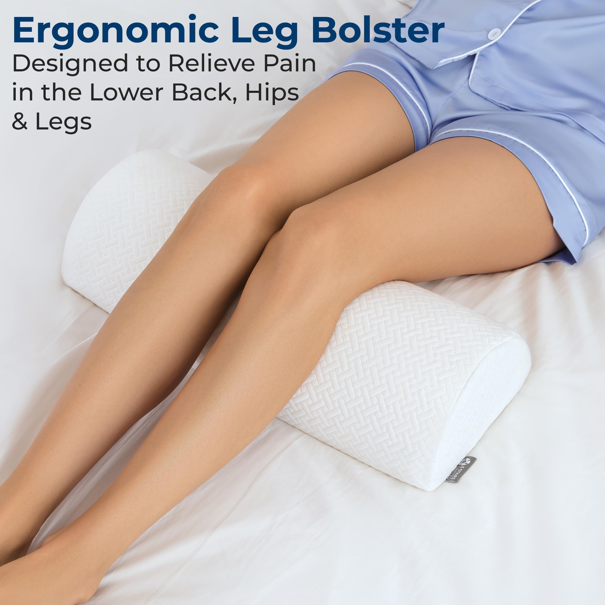 Five Stars United knee pillow under ankles relieves leg pressure.