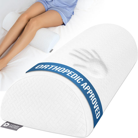 Five Stars United knee pillow under knees supports alignment and comfort.