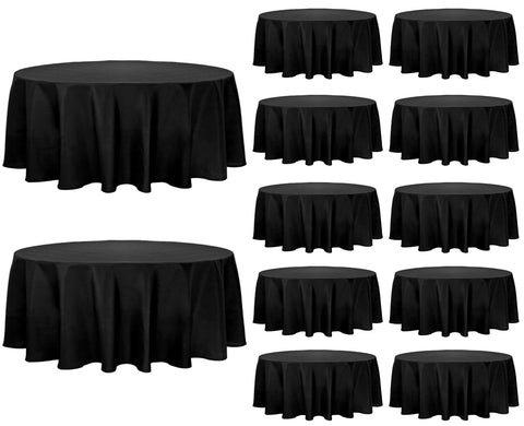 Fivenl 12-pack black round tablecloths, 90-inch diameter for weddings