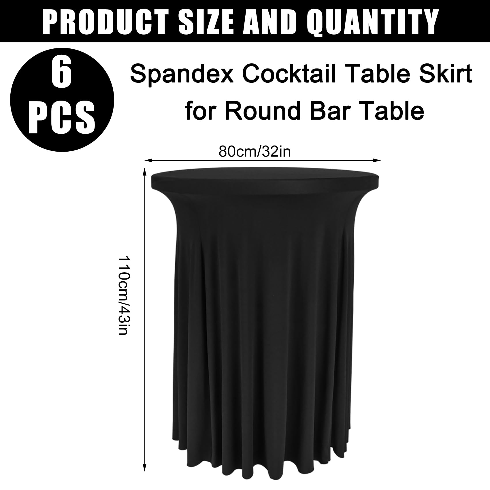Fivenl black table cover with durable stretch material