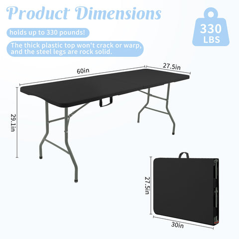 Fivenl folding table with carrying handle for easy transport