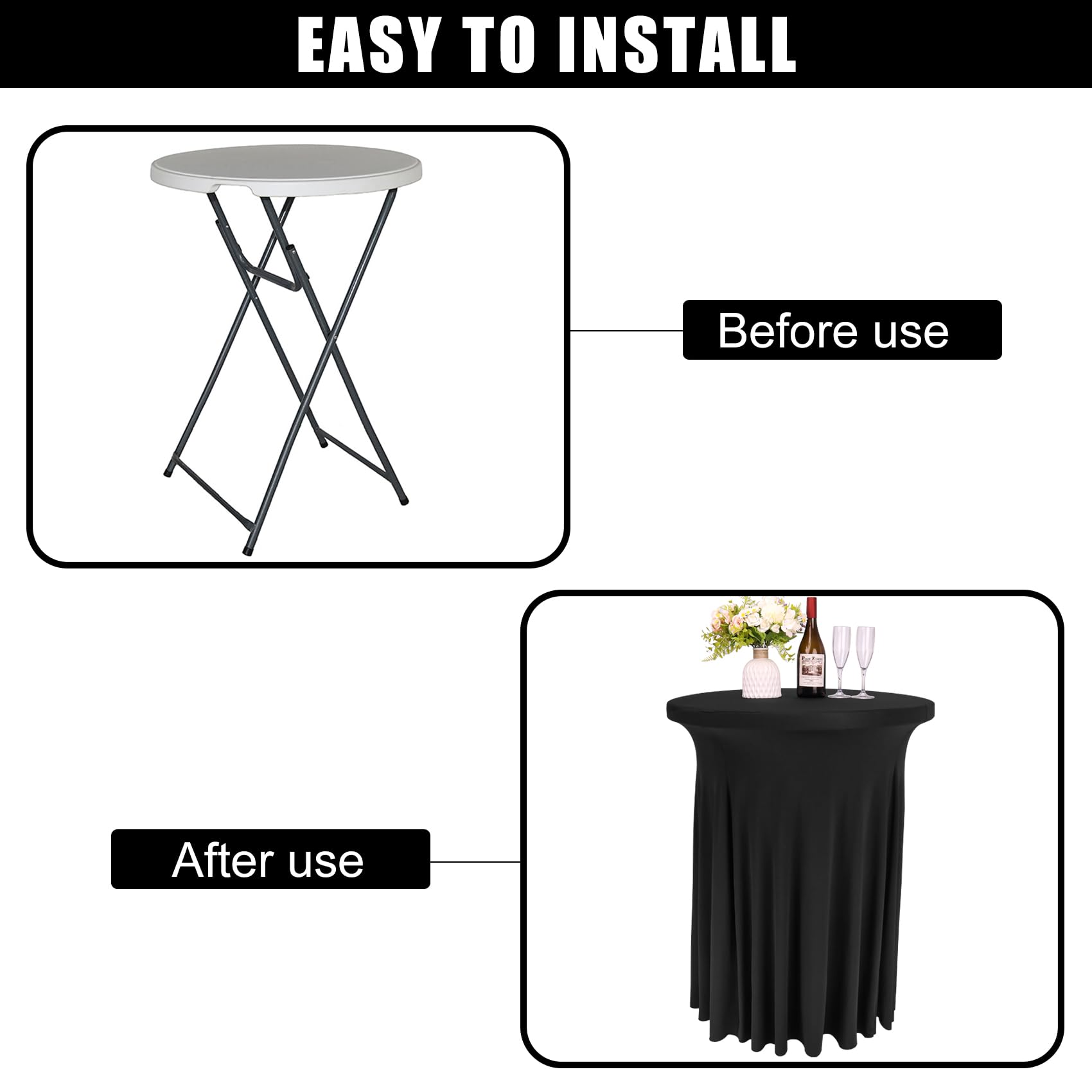 Fivenl high-top table decor pack suitable for weddings and parties