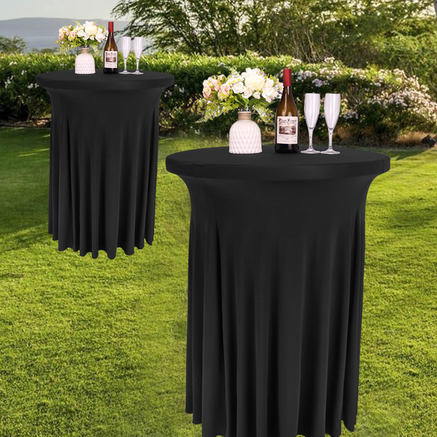 Fivenl black wedding party table cover adds elegant presentation