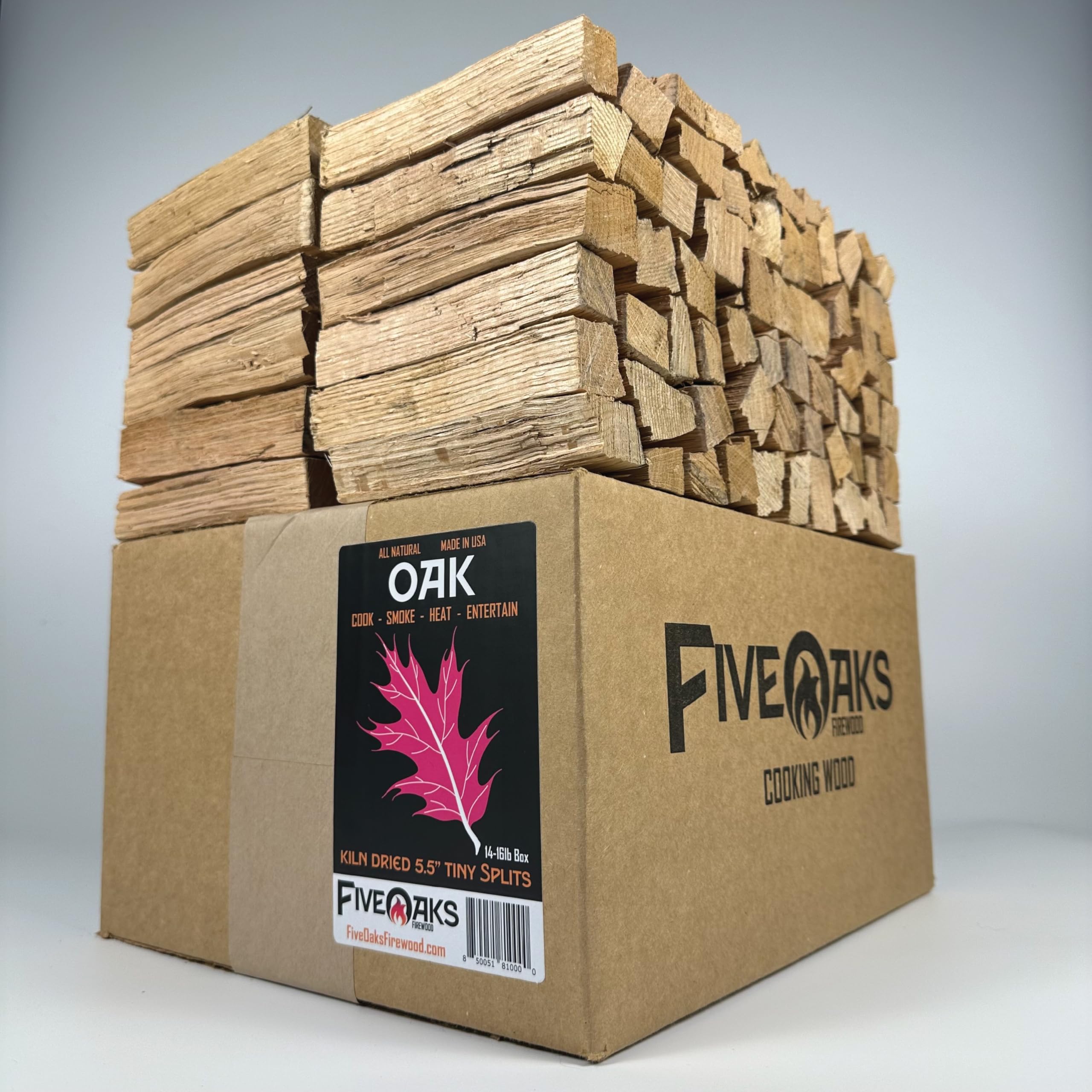FiveOaks Kiln Dried Oak pizza wood 5-inch splits for quick ignition and high heat