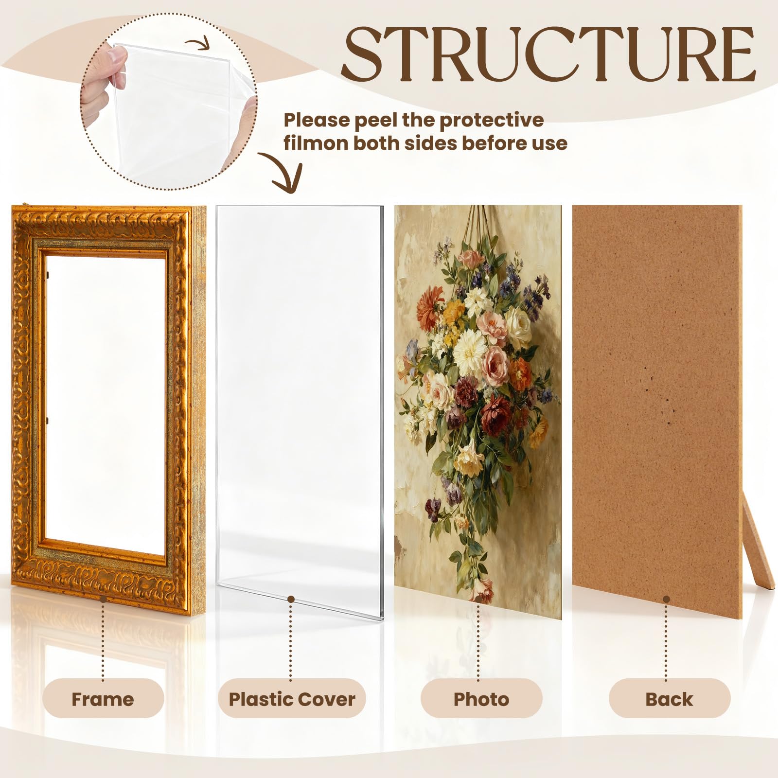 Fiwochic ornate frame antique gold 5x7 adds timeless charm to photos.