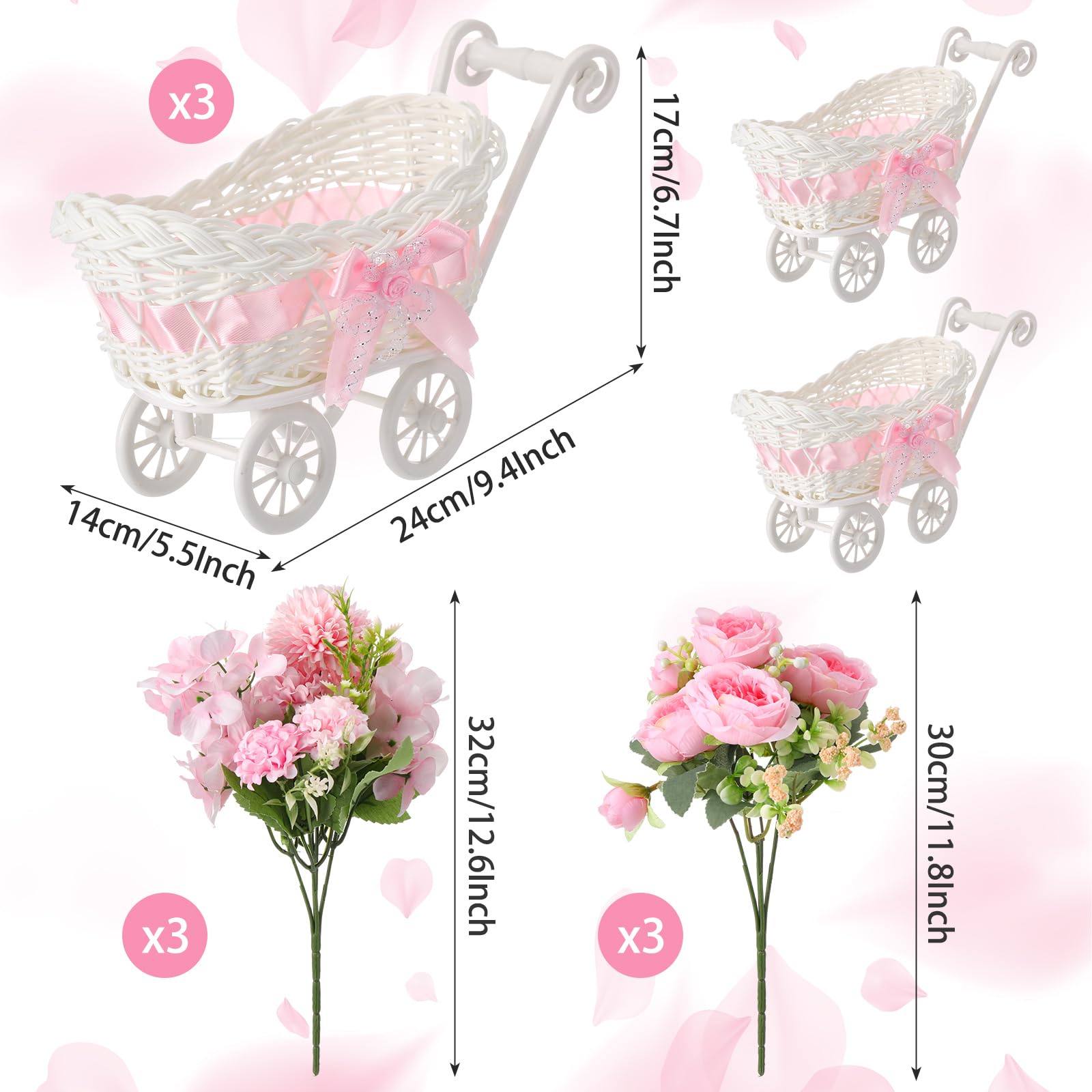 Fiwochic pink floral bouquet adds charming table accents for events.