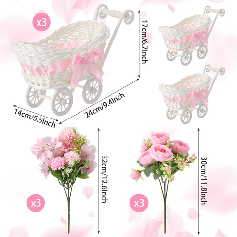 Fiwochic pink floral bouquet adds charming table accents for events.