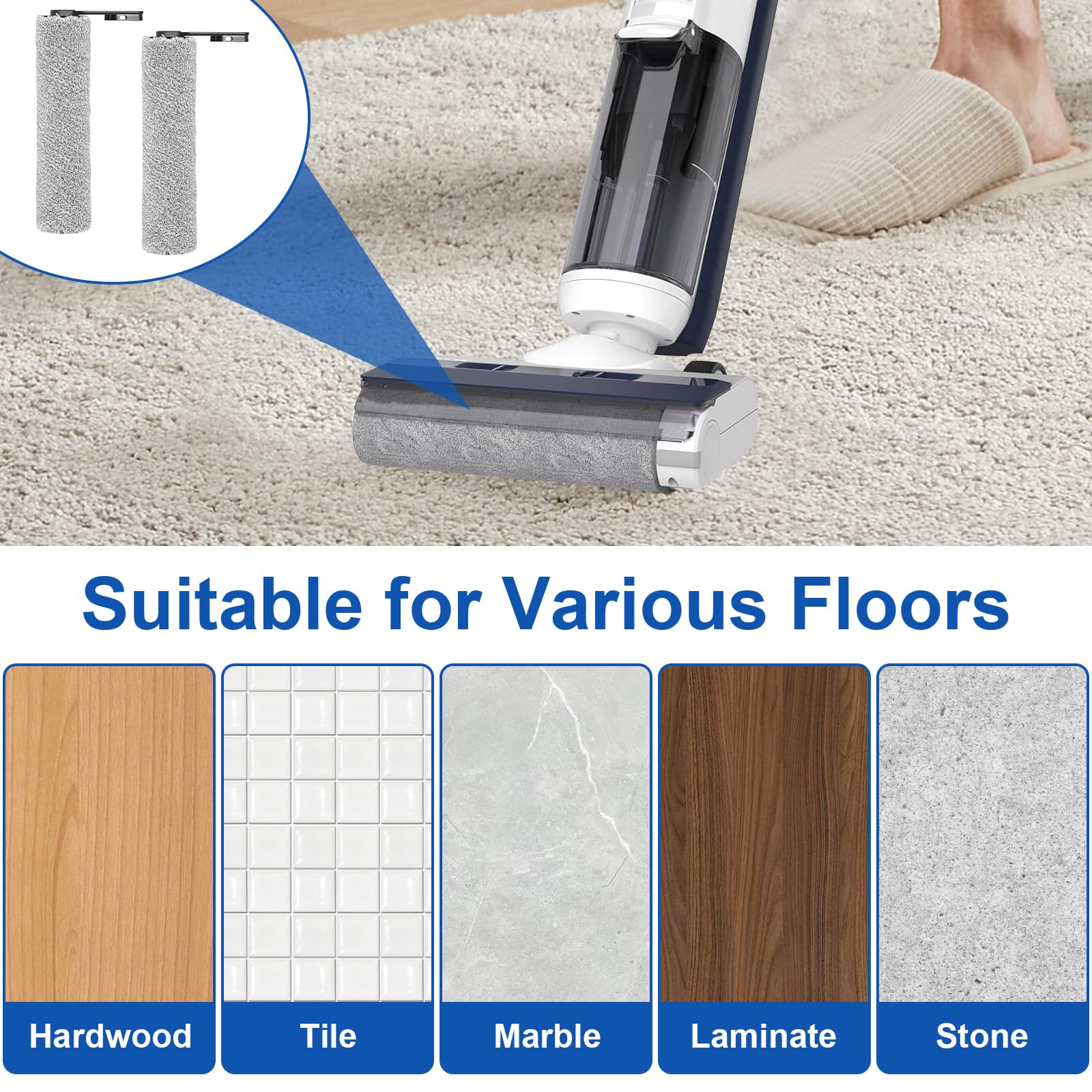 Fixbetter iFLOOR 5 Breeze microfiber rollers for deep dust pickup on floors.