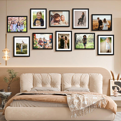 Sleek black MDF frame from FIXSMITH complements diverse decor.