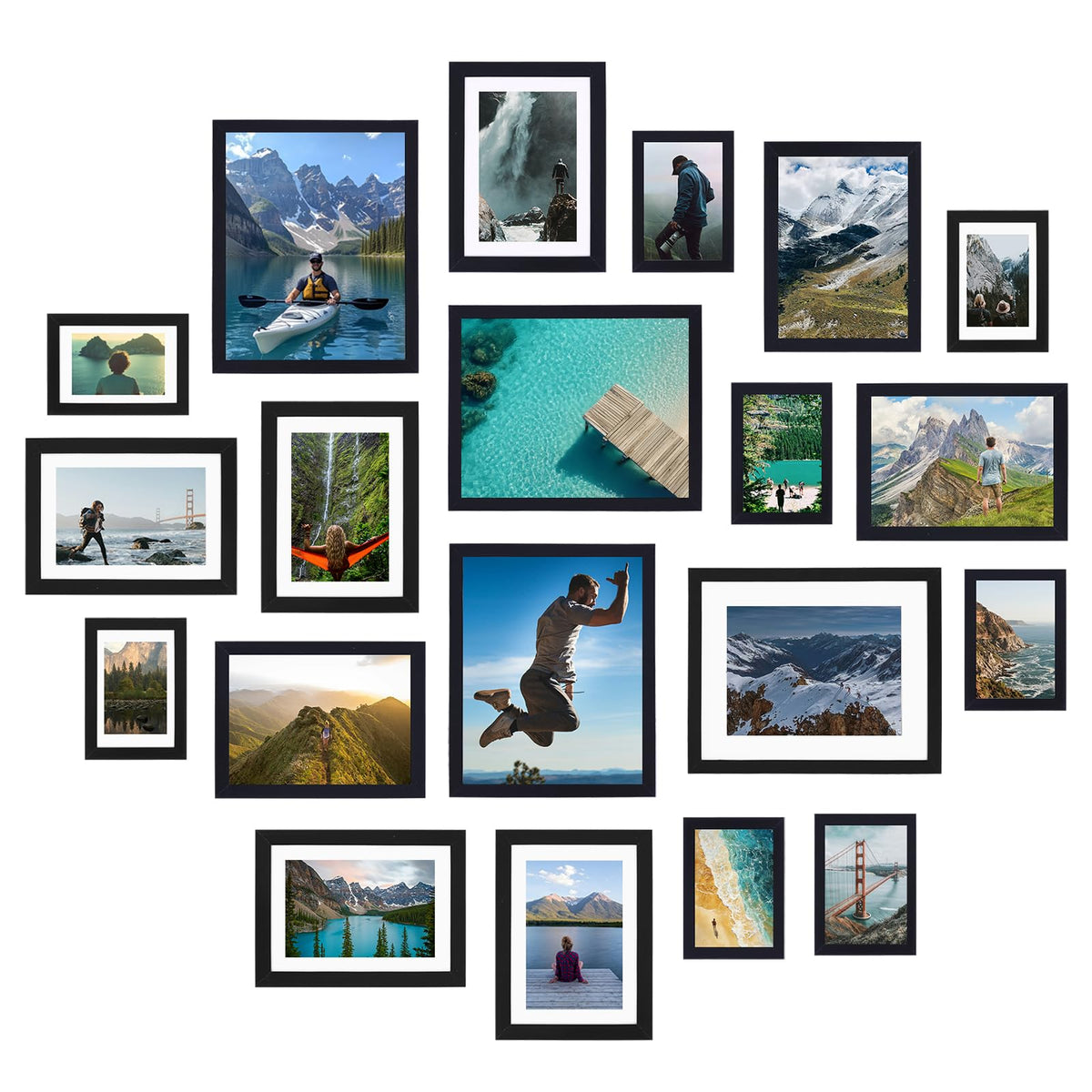 Fixwal 20-pack picture frames arranged for a collage gallery display
