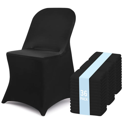 Fixwal folding-chair-cover pack in black for a sleek event look.