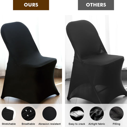 Fixwal 36-pcs black folding-chair-cover set ready for quick setup.