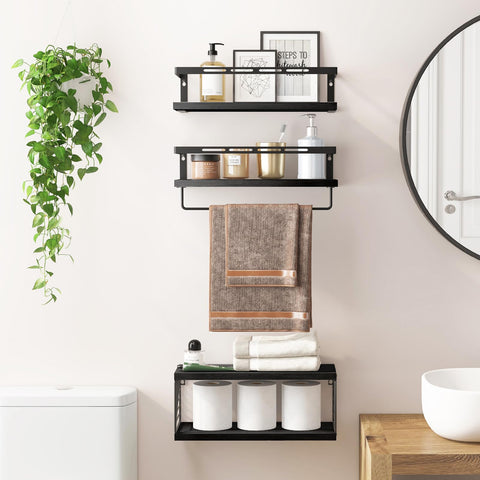 Fixwal 3+1 tier over-toilet unit provides convenient storage near the sink.