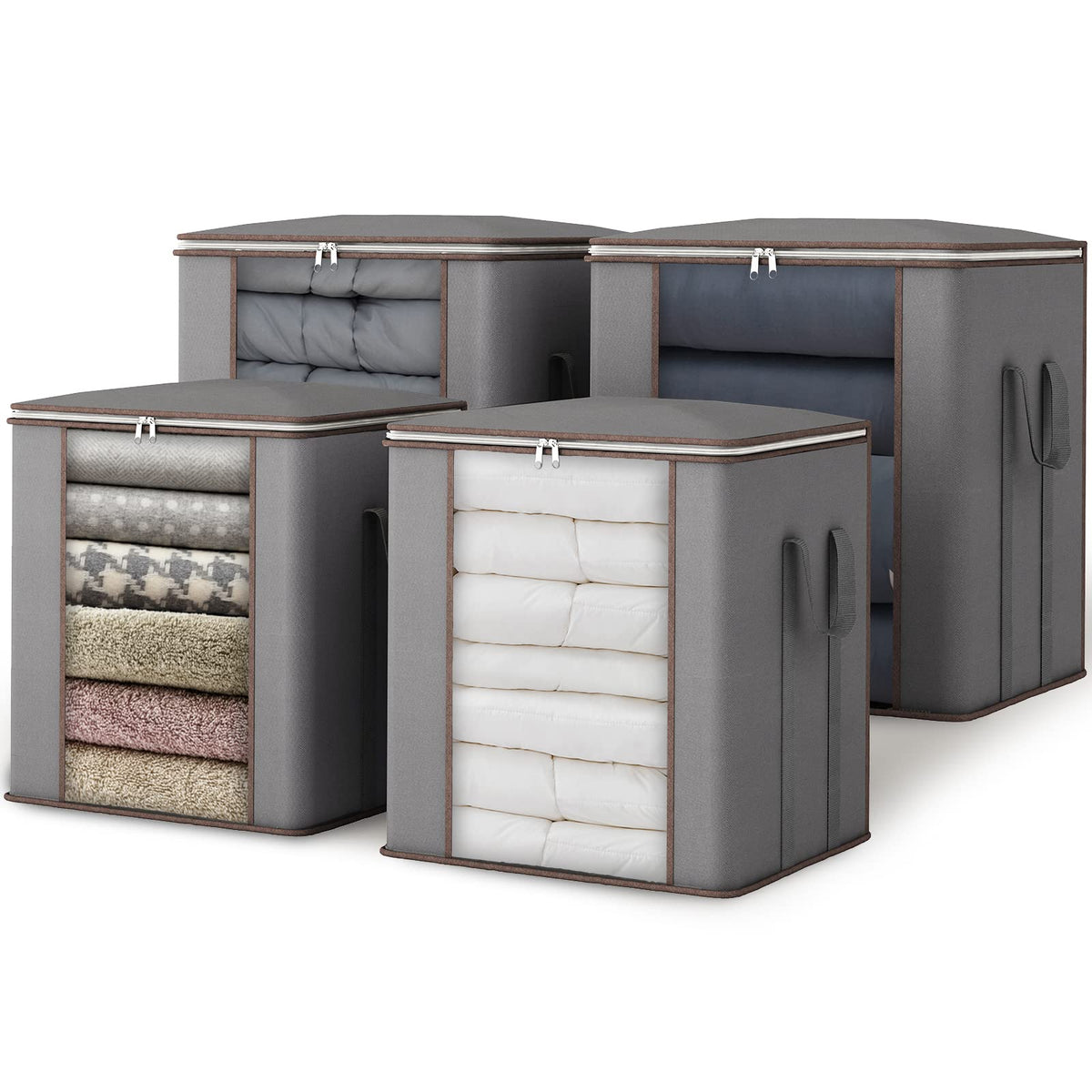 Fixwal 4pc large blanket bags with 120L capacity for king-size bedding storage.