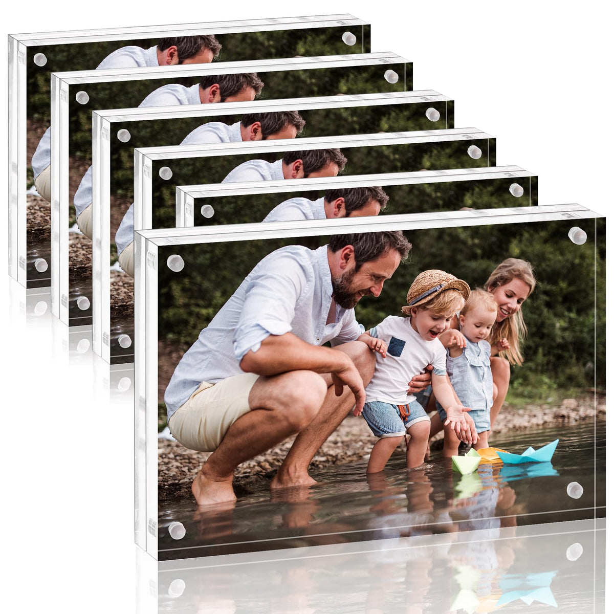 Fixwal 8x10 acrylic frame front and back display for double-sided photo viewing.