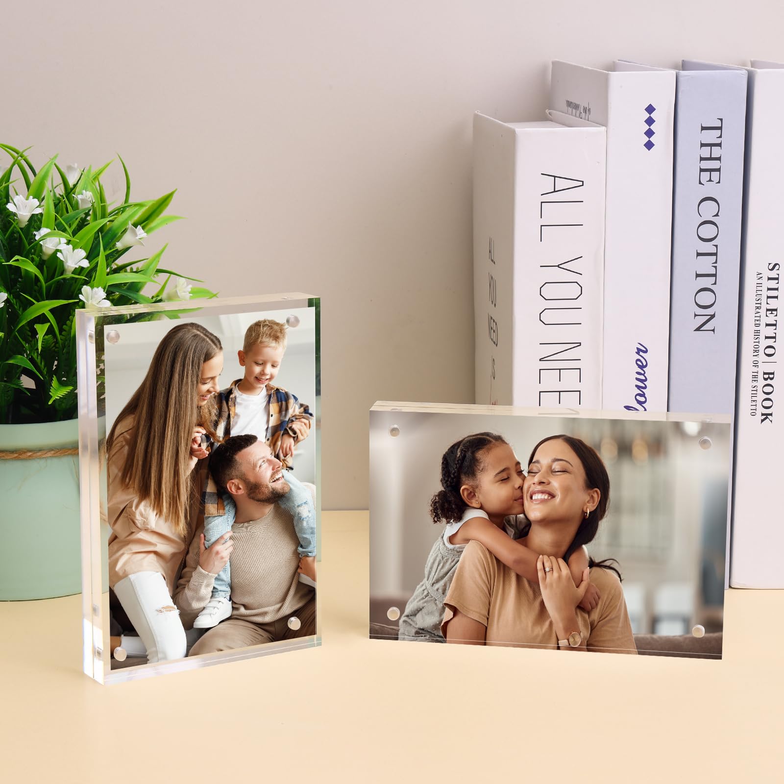 Fixwal 8x10 acrylic frame with magnet corners securely holds both sides.