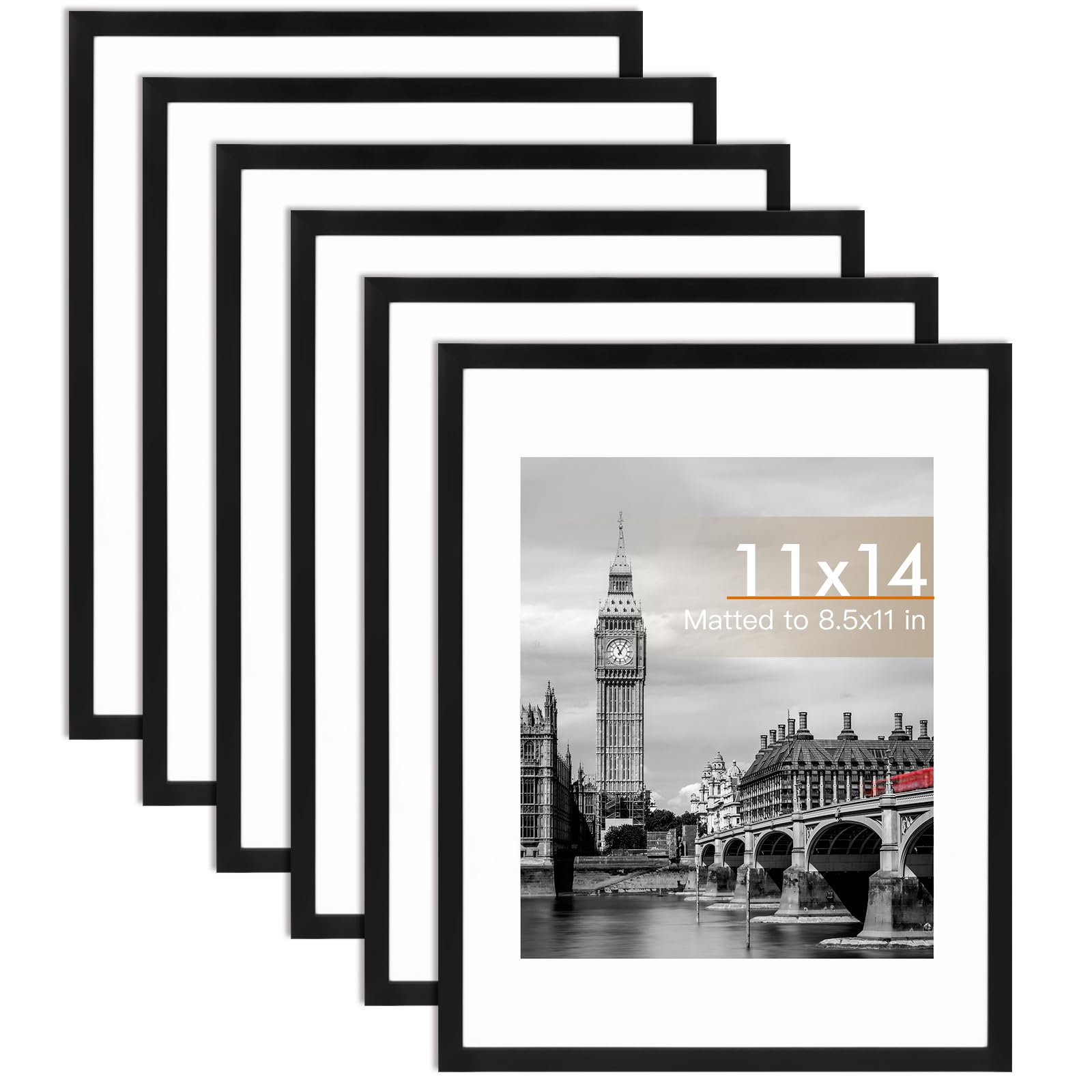 Fixwal 8x10 picture frame set of 6 in black for wall or tabletop display