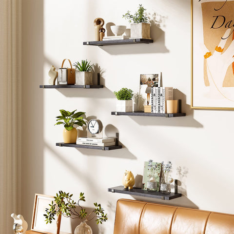 Fixwal bathroom shelves help organize toiletries in a sleek finish.