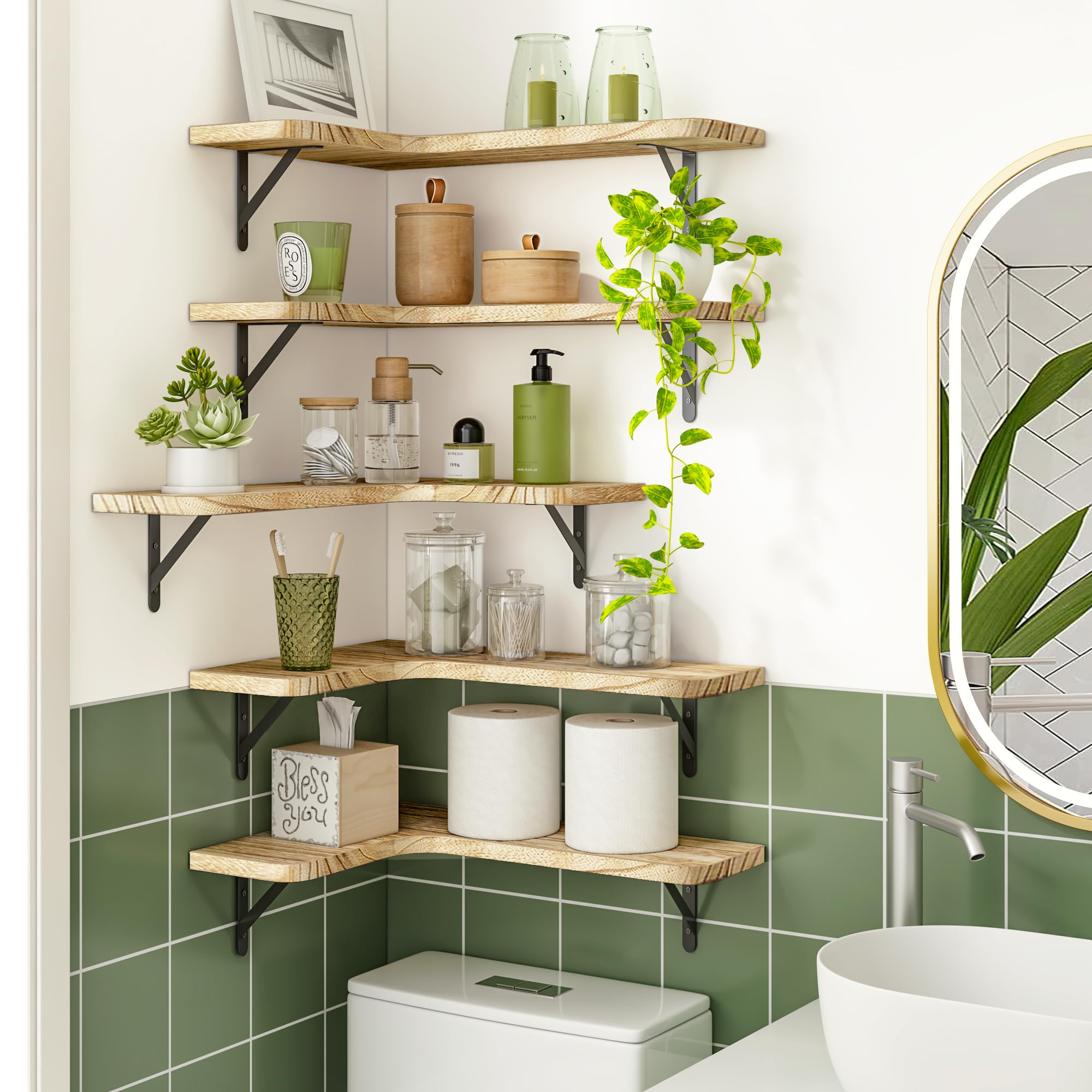 Fixwal bathroom storage shelves organized for towels and toiletries