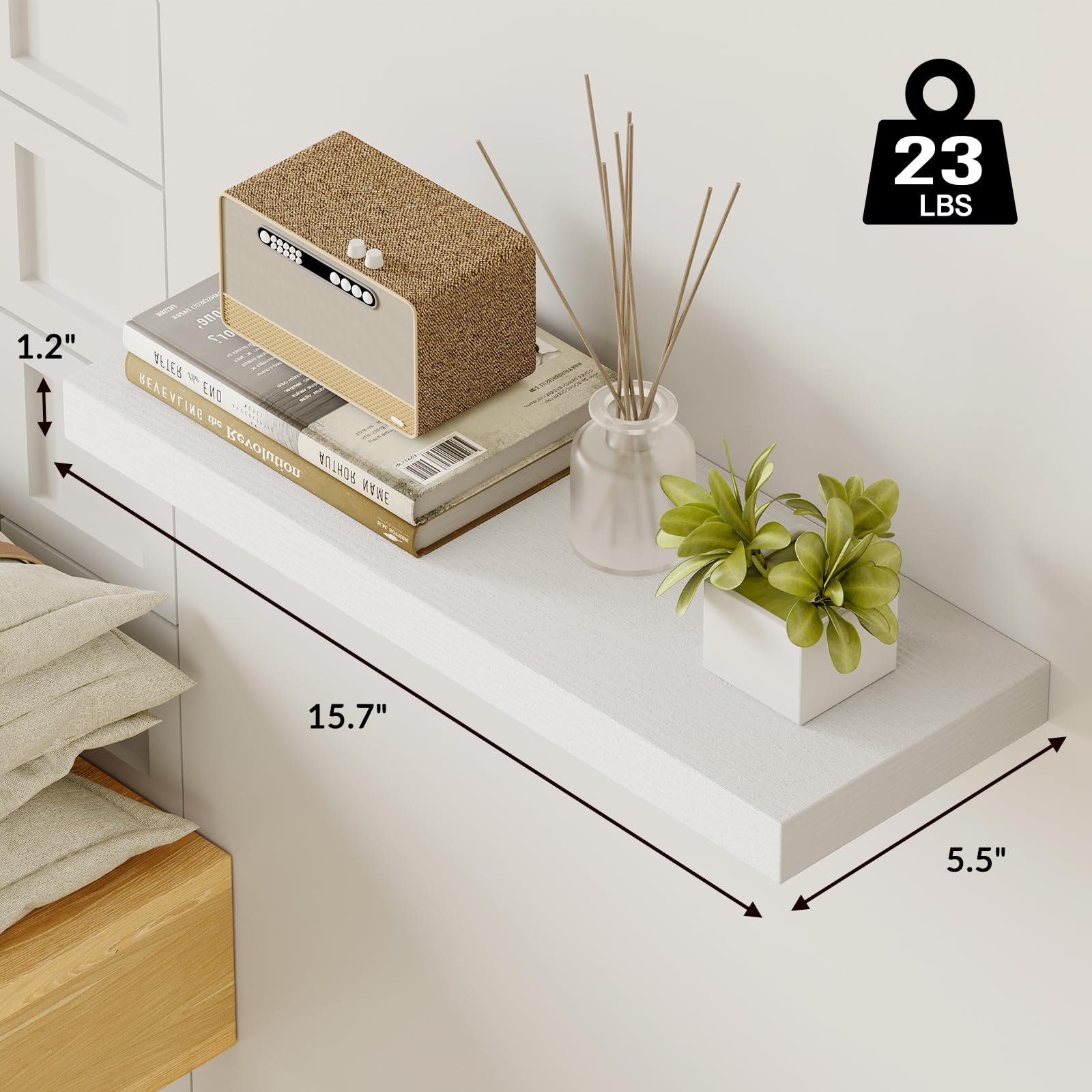 Fixwal bathroom storage shelves for towels and toiletries.