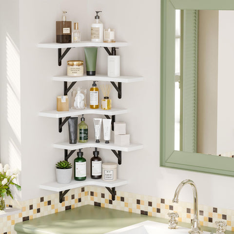 Fixwal bathroom towel display shelves keep towels within easy reach.