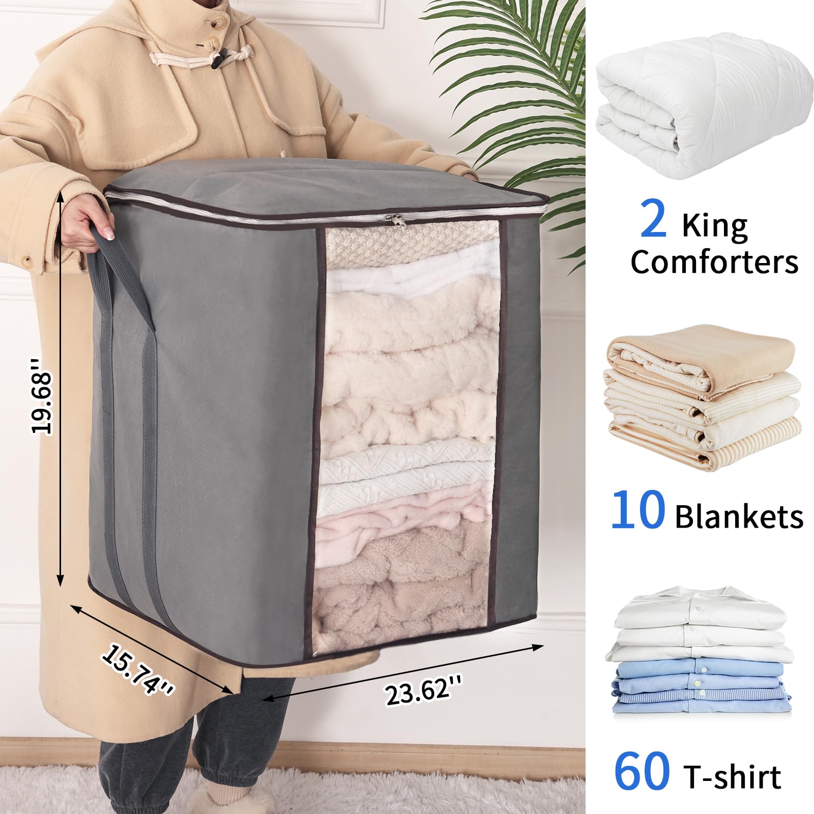 Fixwal bedding storage bags with clear front window for quick item identification.