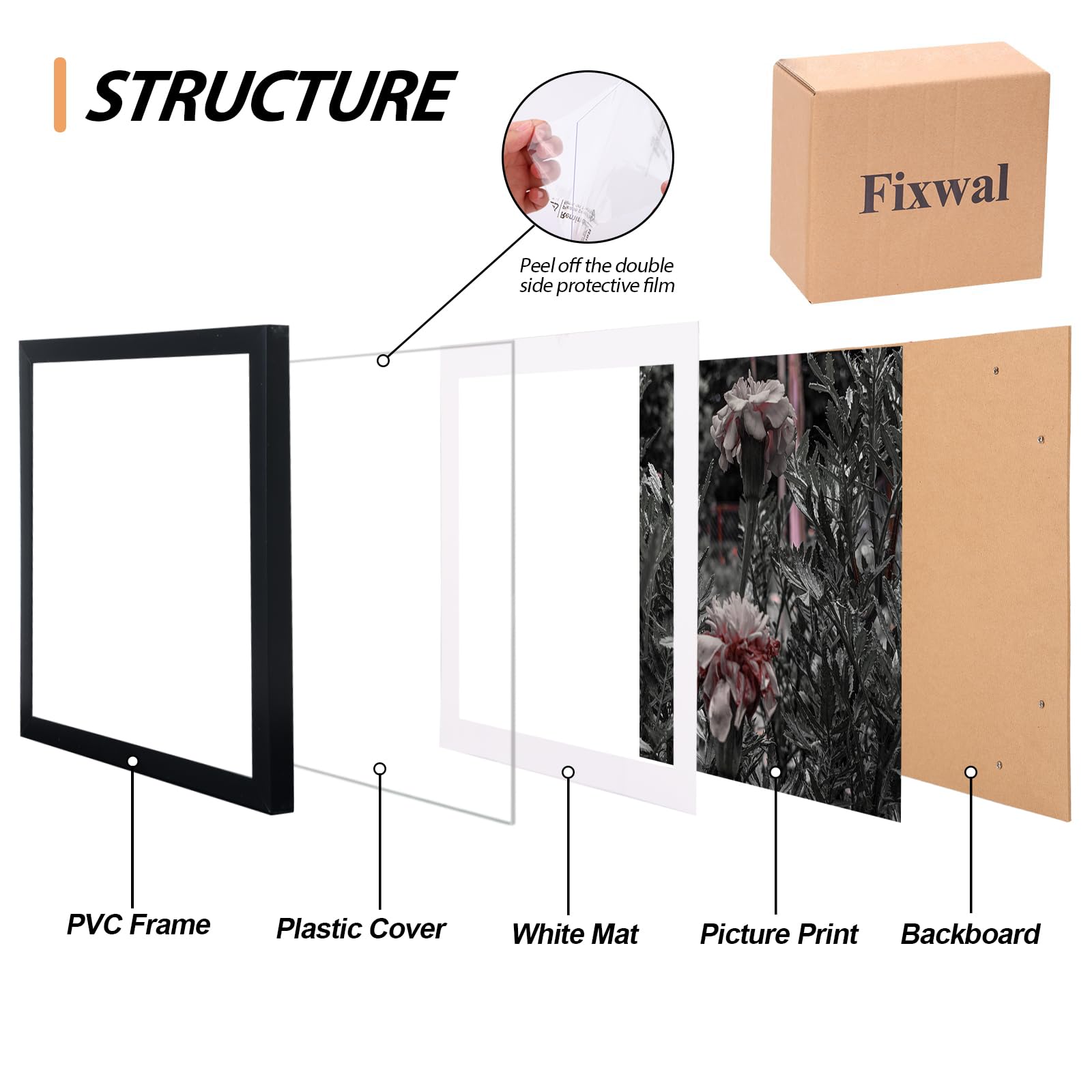 Fixwal black 5x7 frames on wall with family memories layout