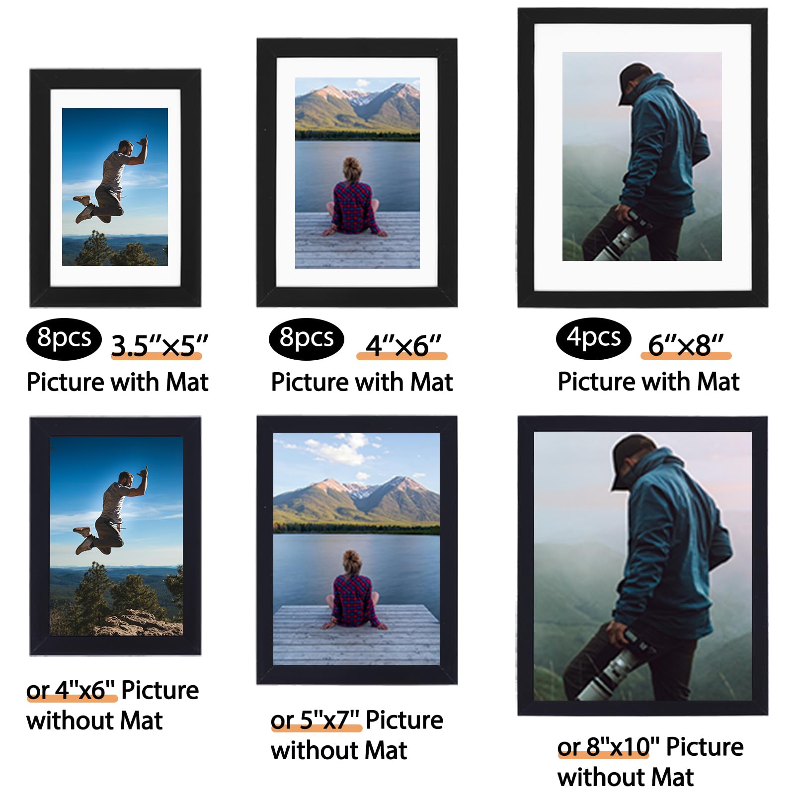 Fixwal black 8x10 frames mounted on wall for a clean gallery look