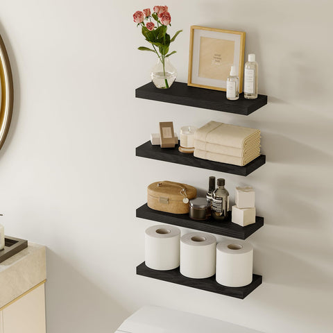 Fixwal black floating shelves bathroom storage keep essentials organized