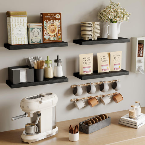 Fixwal black floating shelves plant display for greenery accents