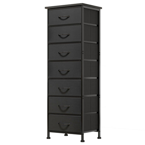 Fixwal Black Tall Skinny Dresser in a bedroom corner provides organized storage.