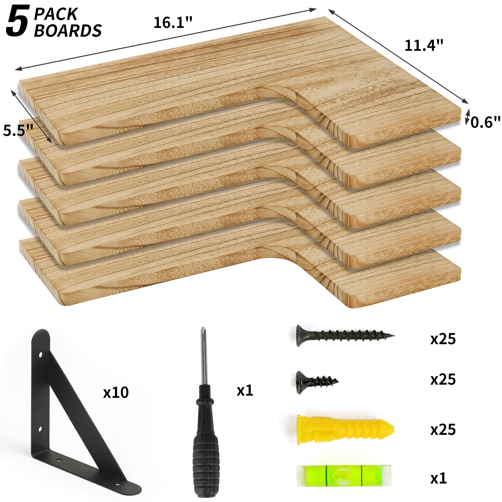 Fixwal carbonized black brackets providing sturdy support and bold contrast