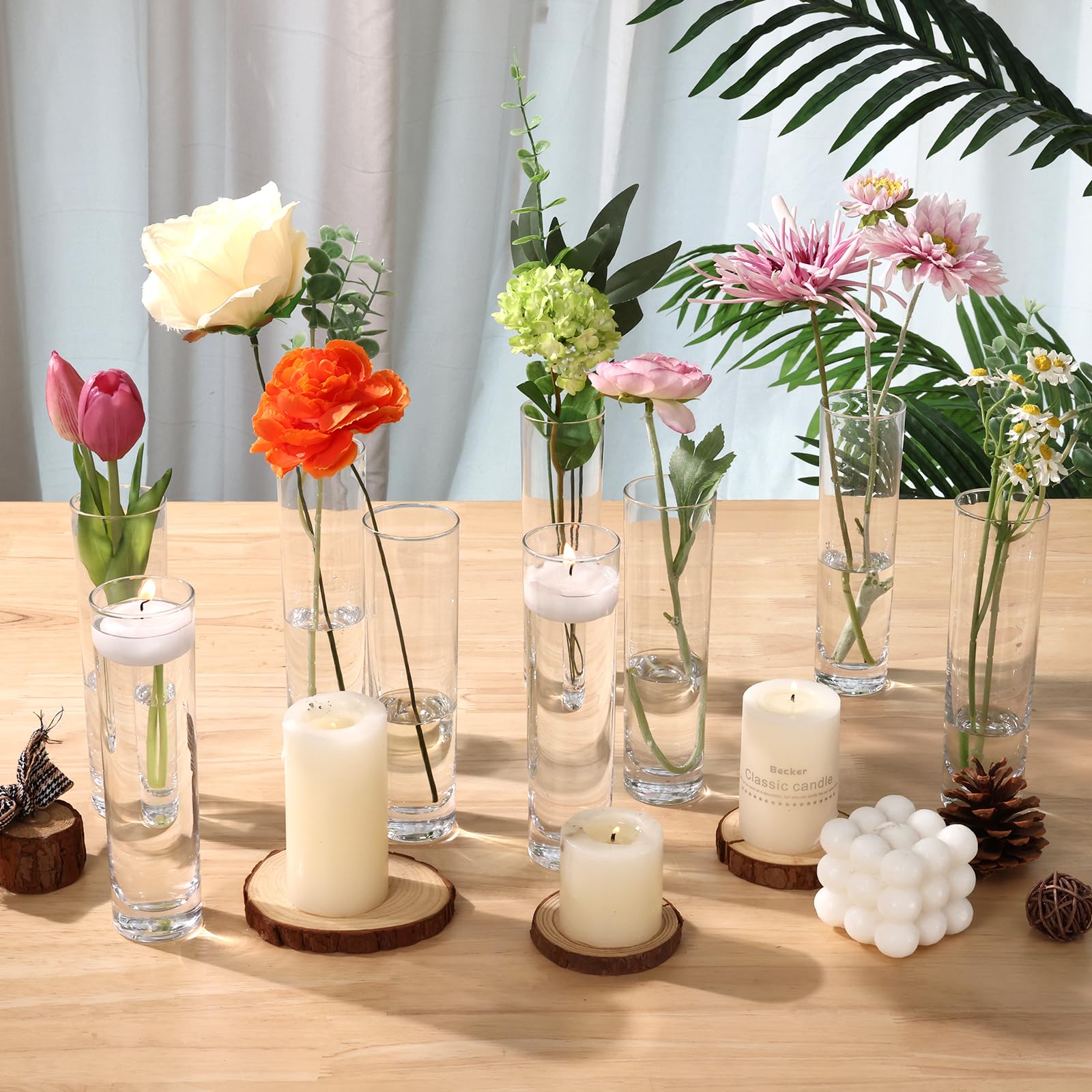 Fixwal clear bud vases with 1-2 stems for elegant place settings