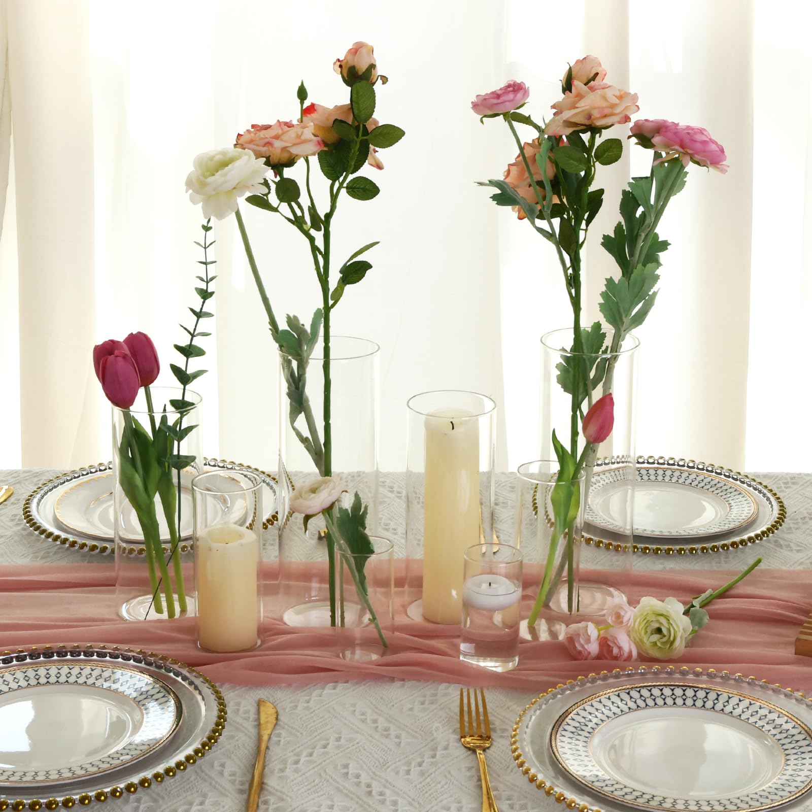 Fixwal 10 inch vase creates dramatic vertical focal points for events