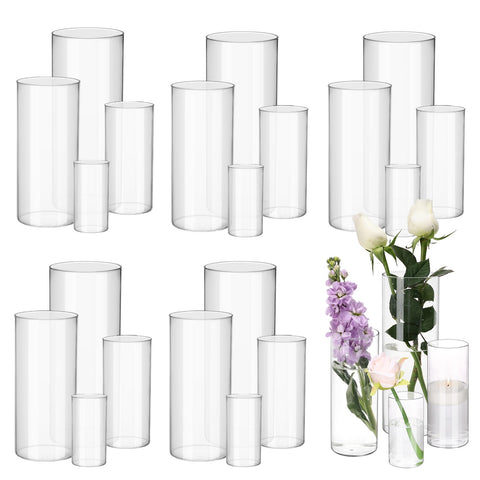 Fixwal clear glass cylinder vase 4 inch for elegant table centerpiece