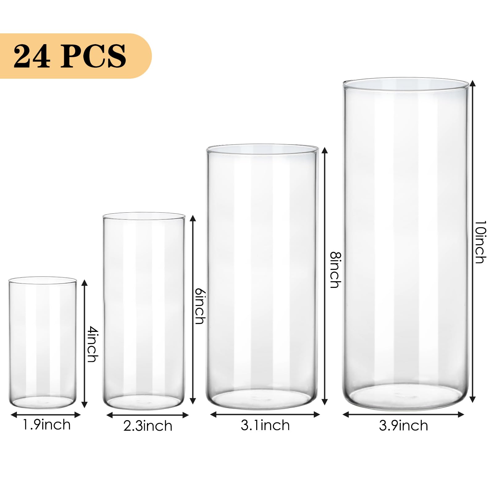 Fixwal clear glass cylinder vase 6 inch highlighting flowers and candles