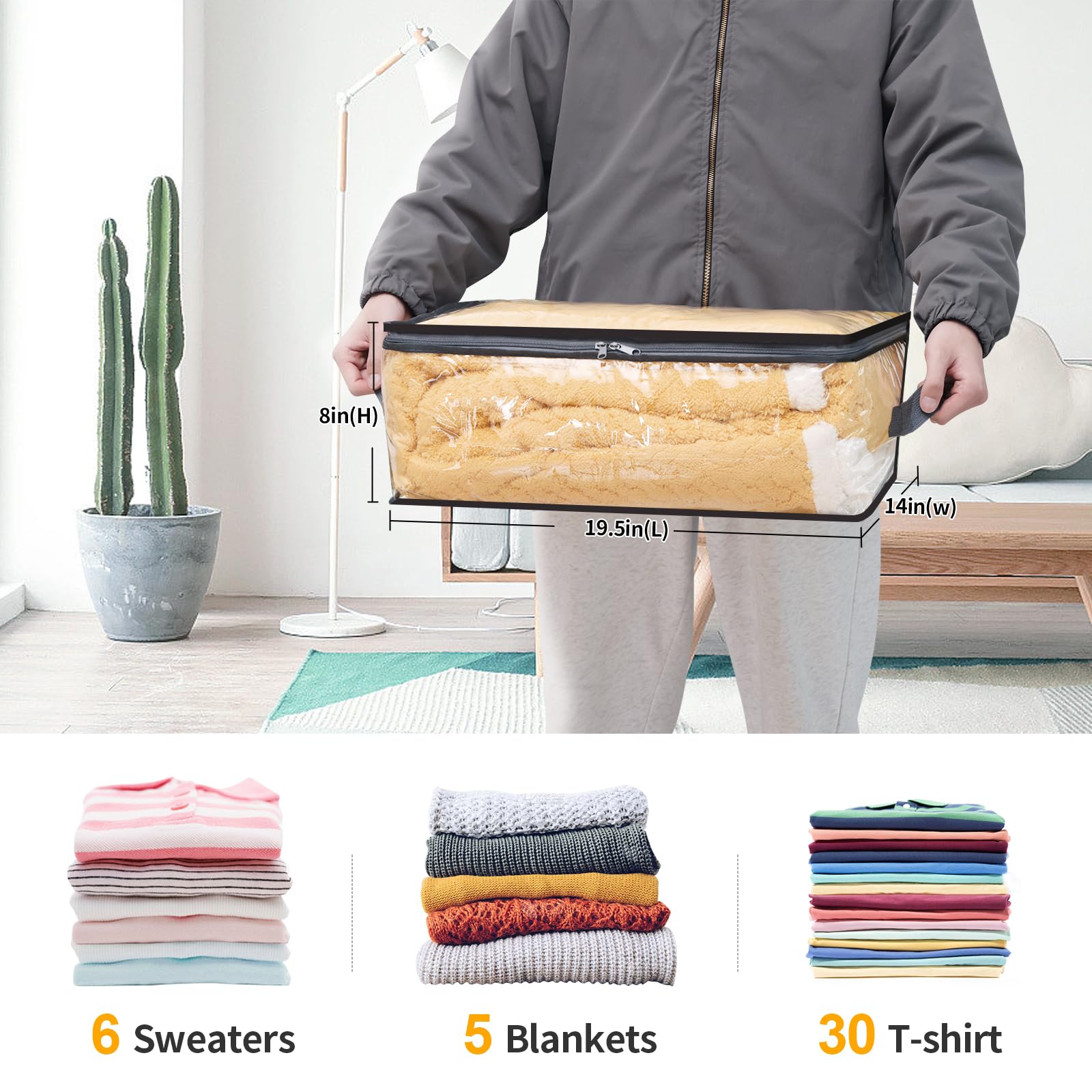 Fixwal clear storage bags with zipper for dorm room organization and easy access.