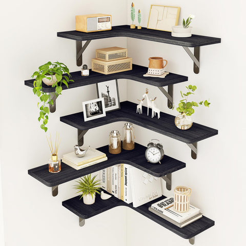 Fixwal corner shelves wall-mounted five-pack maximizes corner storage.