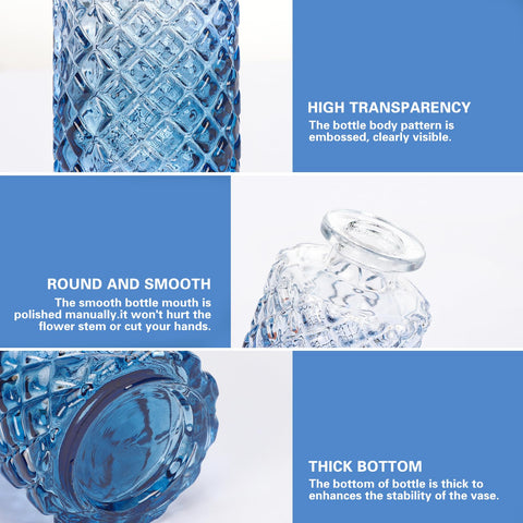 Fixwal blue bud vases for dining table centerpieces and conversation starters.