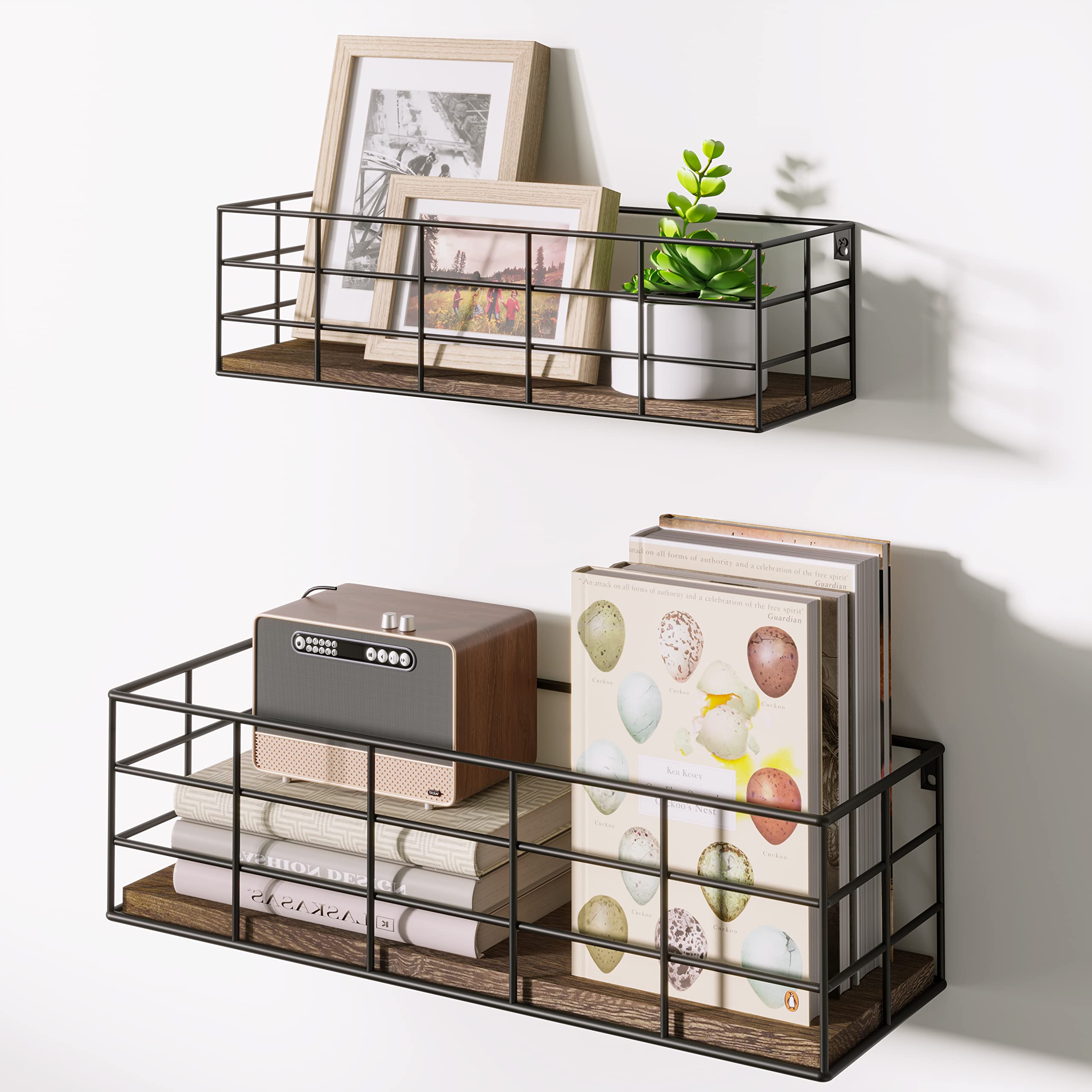 Fixwal floating shelves bathroom towel display with secure fencing