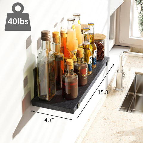 Fixwal floating shelves with paulownia wood and metal brackets add rustic charm.
