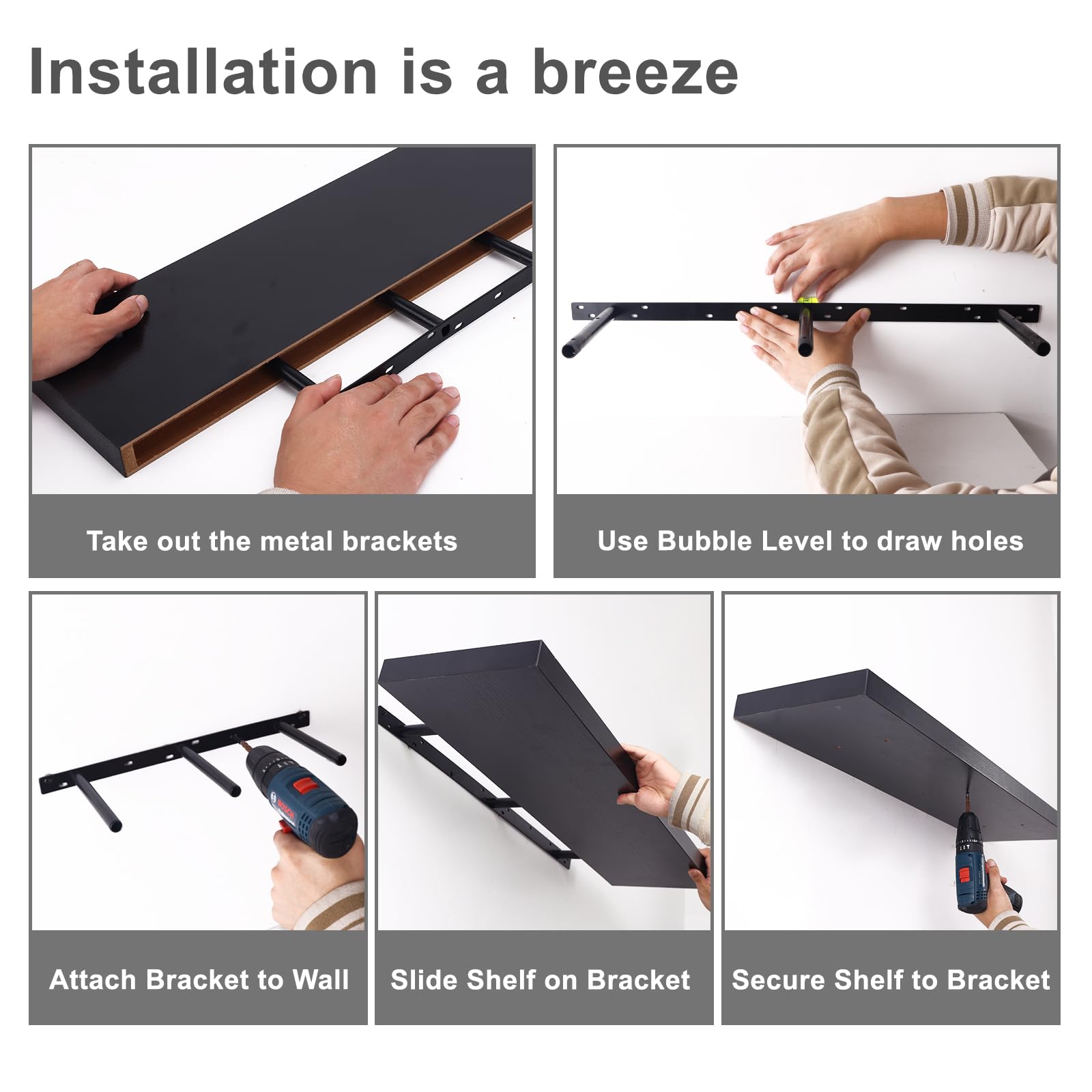 Set of 2 Fixwal shelves enables balanced display and extra storage