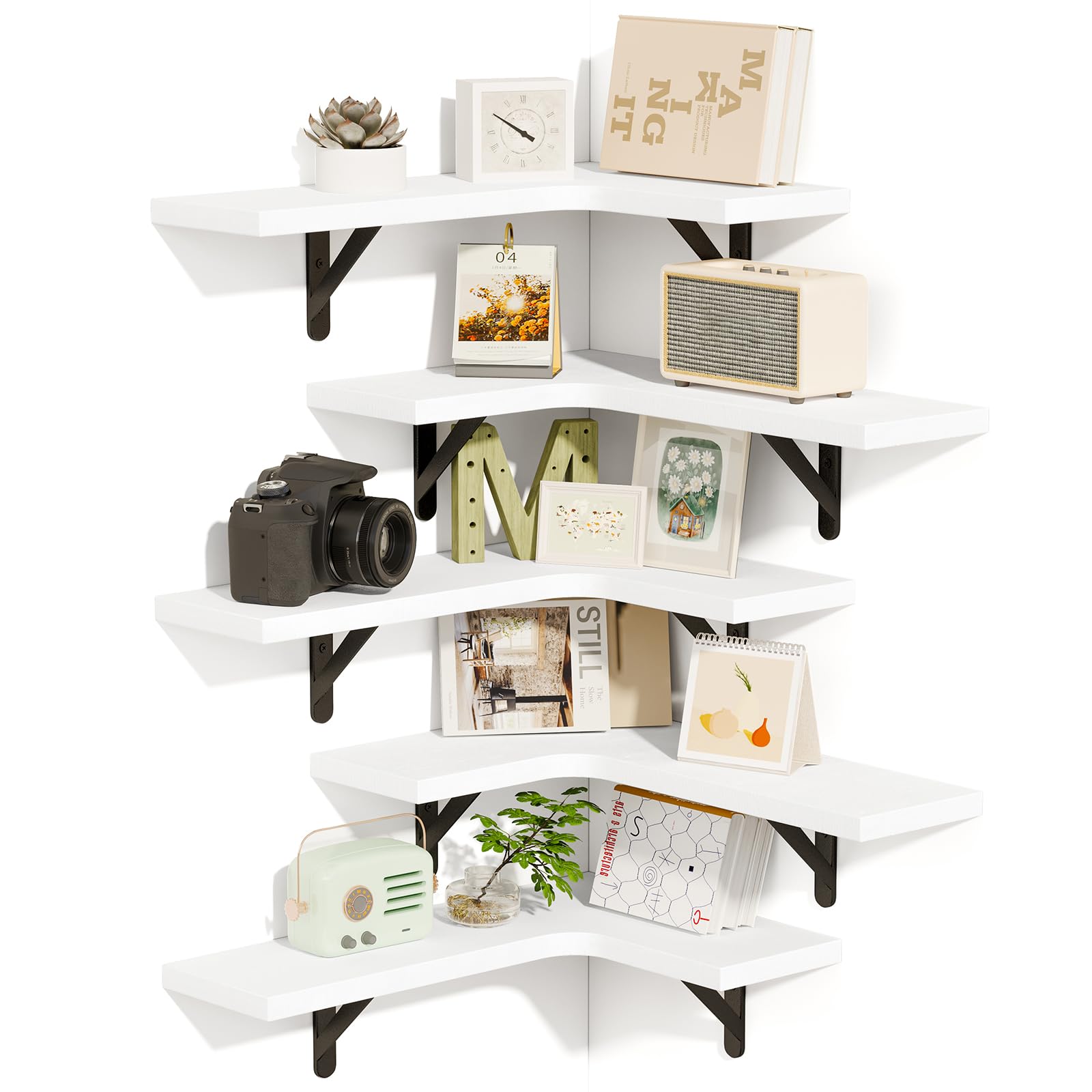 Fixwal floating shelves set5 corner wall saves space and adds rustic charm.